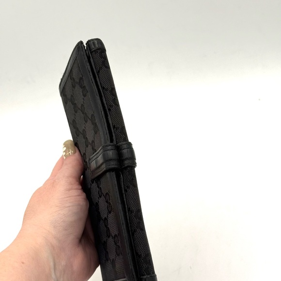 Gucci GG Canvas Black Leather Continental Wallet ✔️Authentic G Buckle - Picture 14 of 15